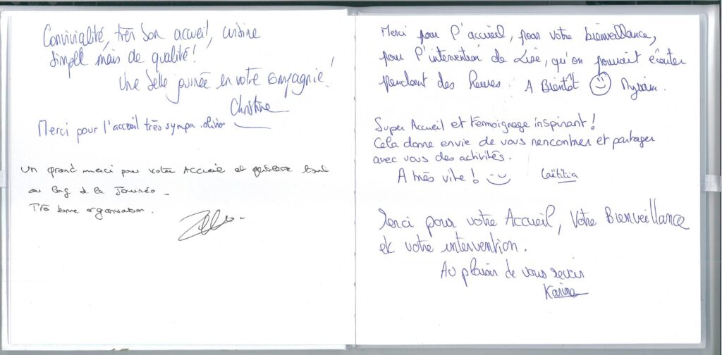 Livre d'or séminaires de la Ferme Sénéchal - Sourires d'Autistes -